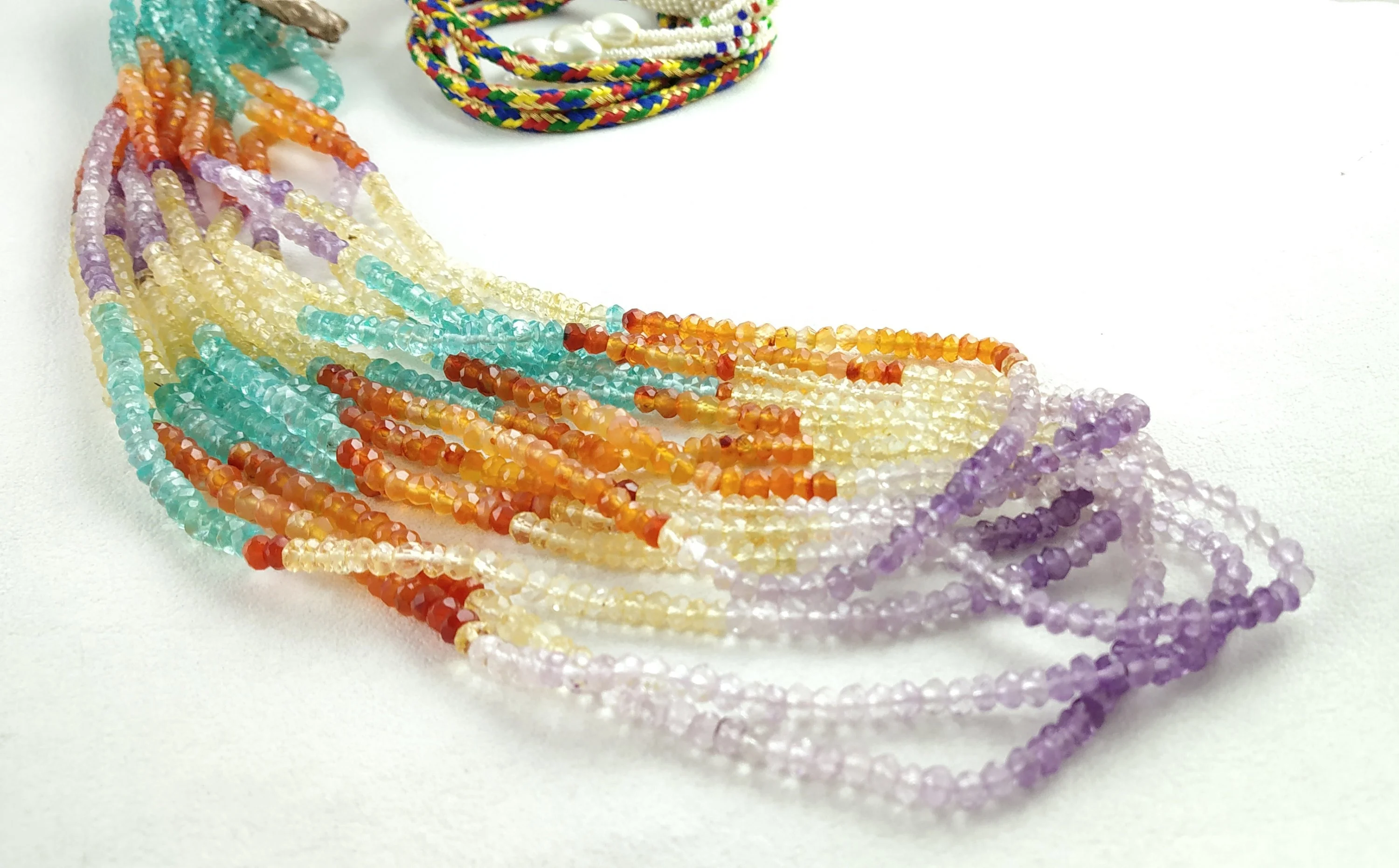 Top Quality Fashion Jewelry Natural Micro Rondelle Faceted Beads Multi Gemstone Necklace Women America Gift