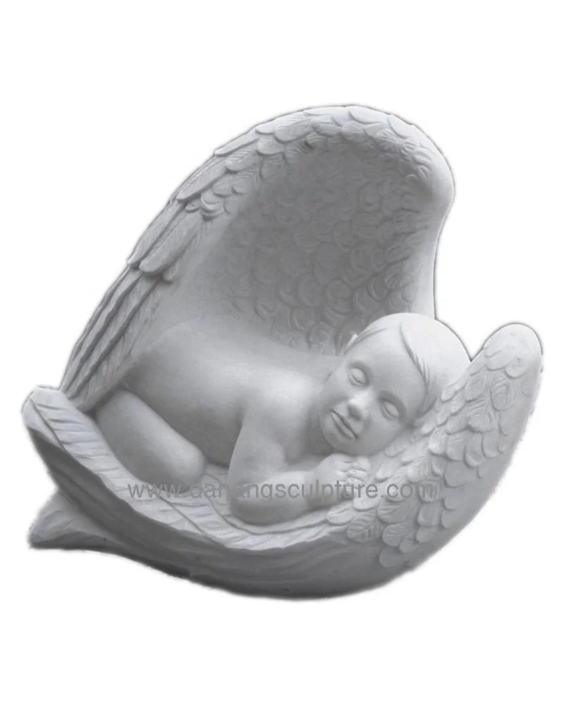 Hand Carved Baby Angel White Marble Statue Custom Size Figure Statue Indoor Outdoor Garden Cemetery Versatile Design Home Office