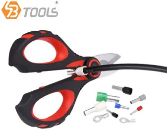 SBTools Heavy Duty Electrician Scissors for Wire/Cable Stripping Cutting