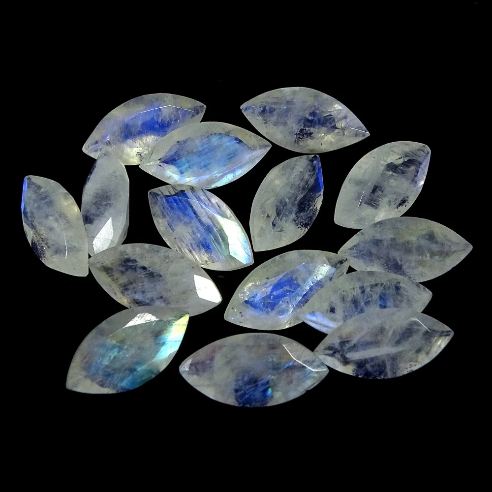 
wholesale natural blue fire rainbow moonstone 7x14mm marquise faceted cut loose gemstone 
