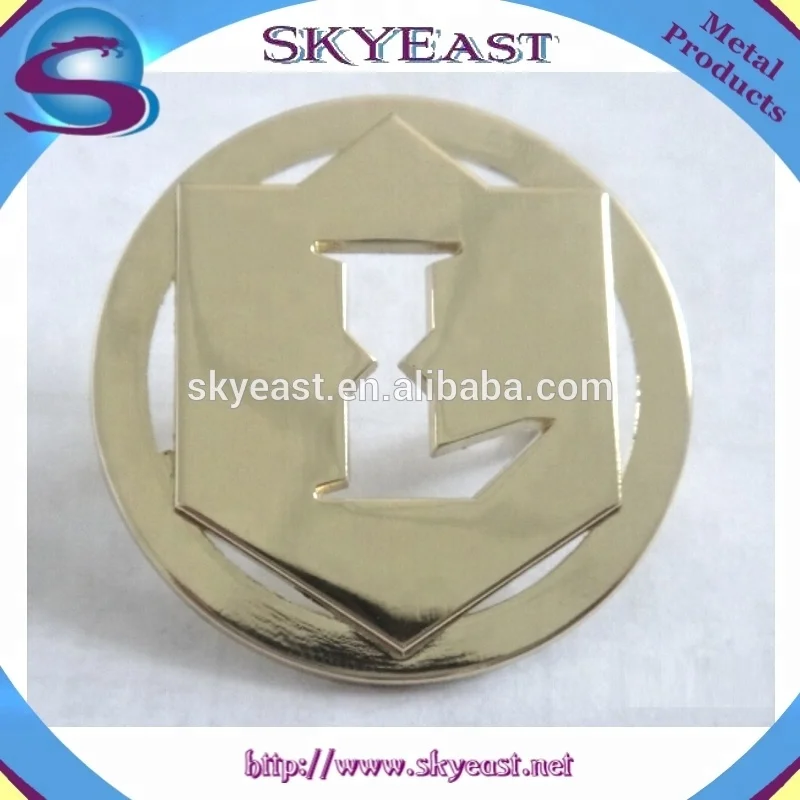High Shiny Gold or Silver Branded Metal Logo Plate With Backing