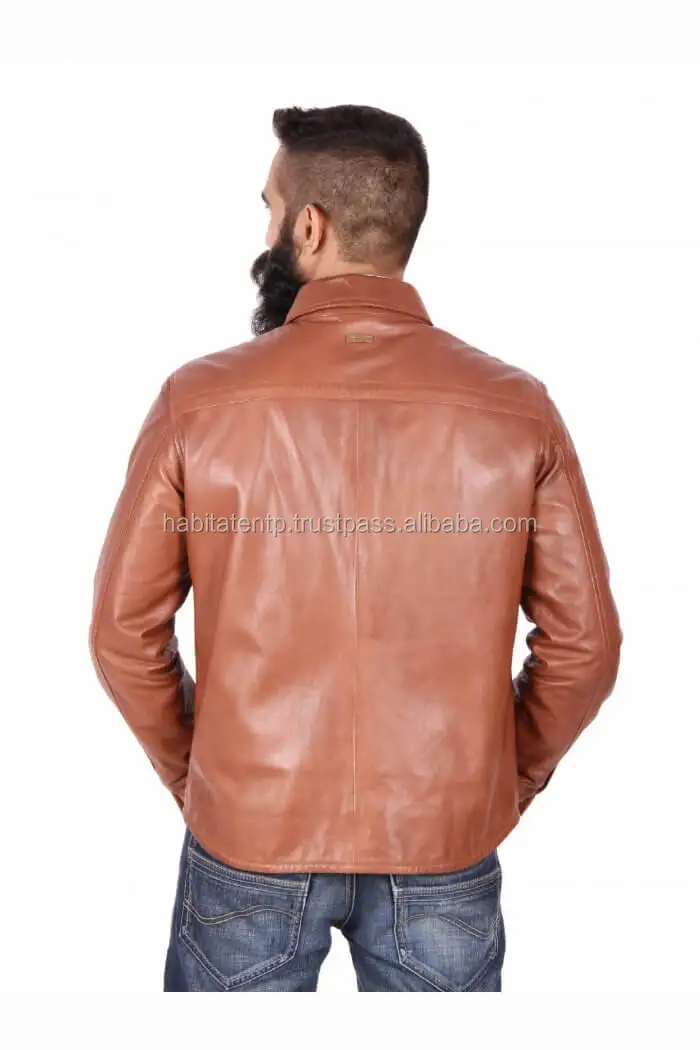 Wholesale Brown Pure Sheep Soft Leather Jacket for Men