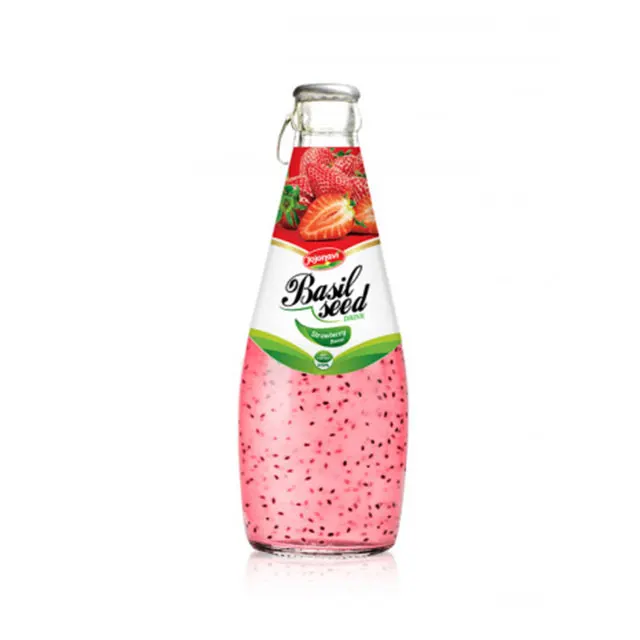 
Fruit Juice Basil seed drink with Orange flavour in Glass bottle 290ml coconut water ODM service from Viet Nam 