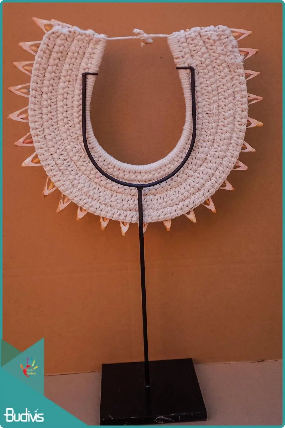 Tribal Papua New Guinea Shell Necklace On Stand Home Decor Interior Design Art Jewelry