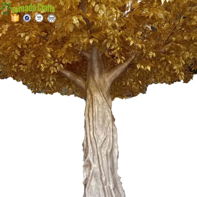 China Manufacture  indoor and outside use thick golden banyan tree artificial trees for sale