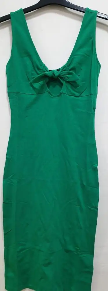 Clothes stock/item in stock brand labels Women's Sexy Tunic Sleeveless V-neck Long Sleeve Cotton Dress Excess Bangladesh