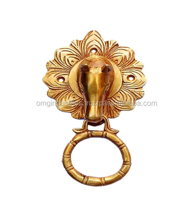 OMG Industries  Buddha head Door Knocker Antique Brass  animal lion head ring pull black door knocker