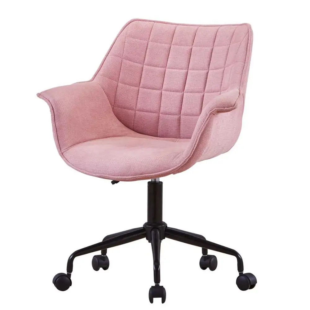 
Fabric dining chair Fabric covered black metal legs office chair rotatable adjustable height office chair 