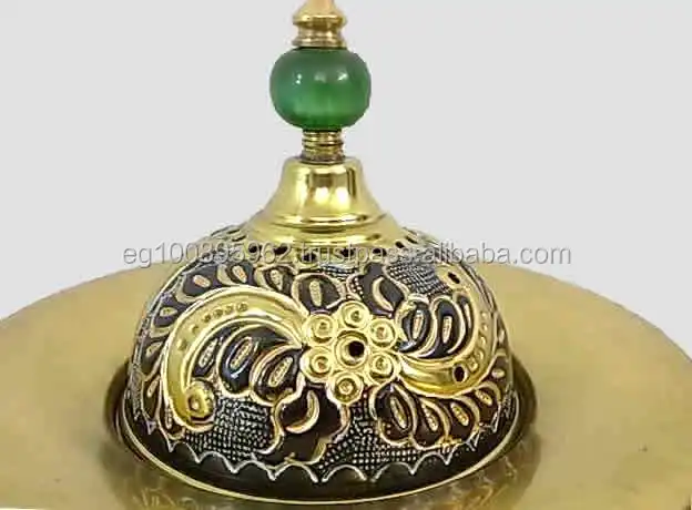 B143 Three Pieces Floral Brass Etched Arabic Brass Incense Burner