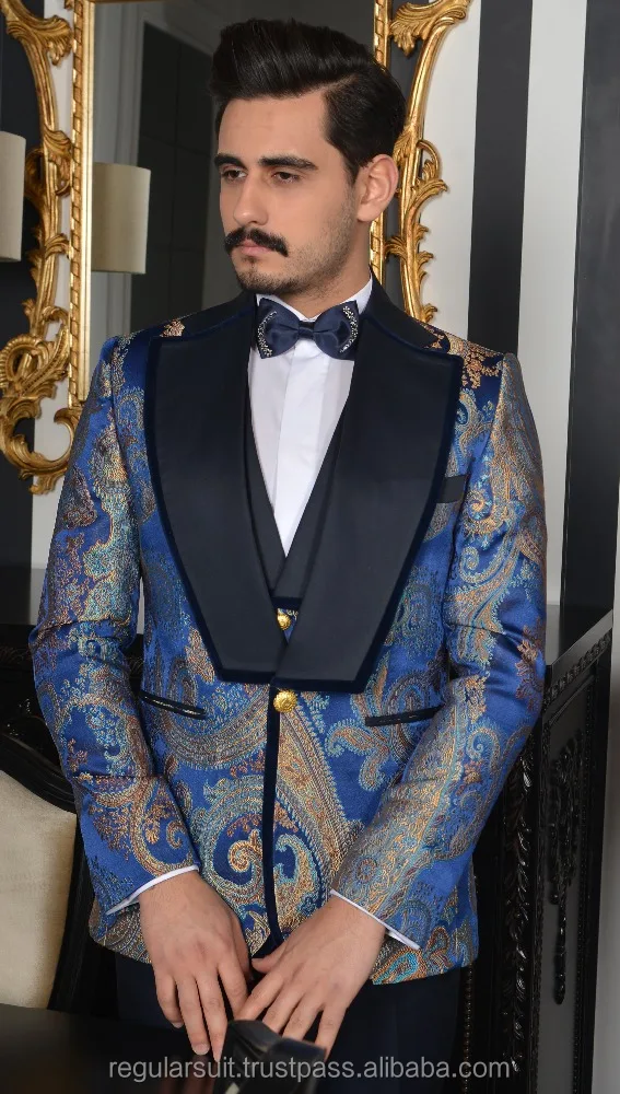 
Custom Made Blue Coat Pant Wedding Men Suit 