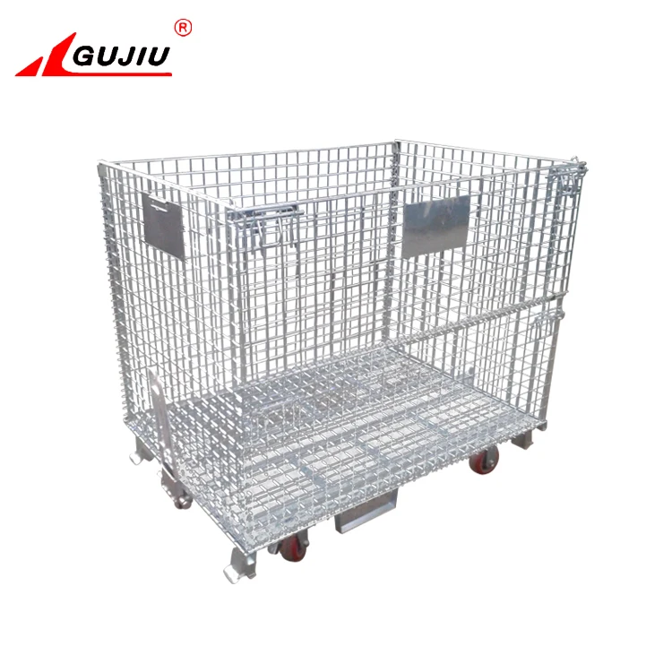 Forklift guide design industrial stain steel wire mesh collapsible baskets
