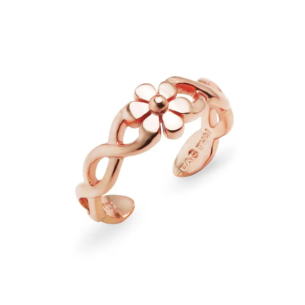 
Rose Gold Flashed 925 Sterling Silver Inspired Big Petal Flower Band Adjustable Toe Ring 