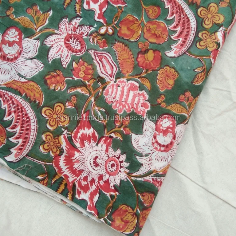 Beautiful Hand Block Print Fabric 100% Cotton For Sewing Crafting Dressmaking Running Natural Dye Sanganeri Fabric Floral print