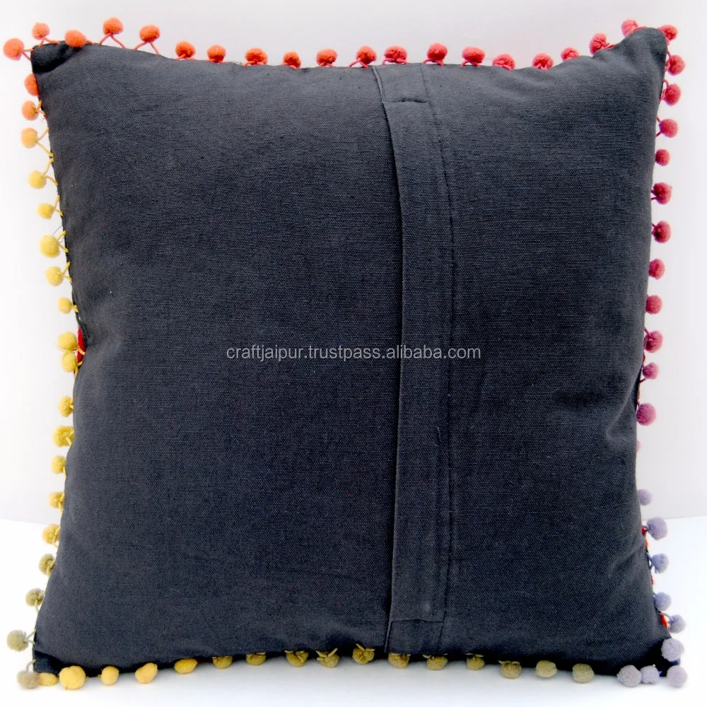 Beautiful Indian Suzani Embroidery Cotton Cushion Cover Decorative Home For Sofa Gray Handmade Throw Pillow Cases Wholesale