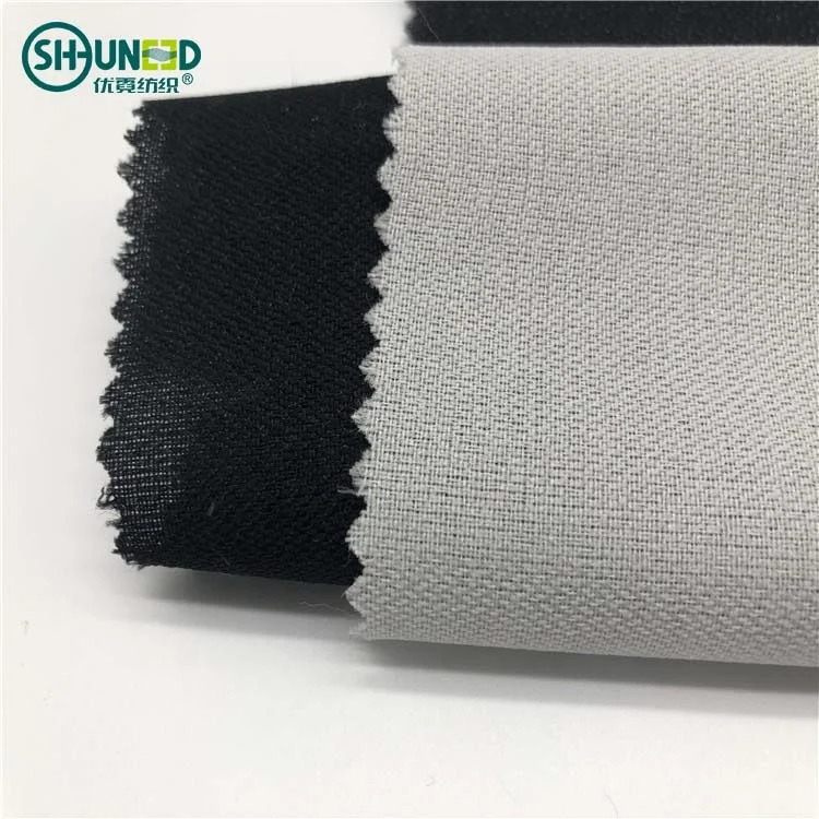 Wholesale 55GSM  fusible interfacing woven adhesive lining cloth Garment interlining double dot coated fusible woven interlining