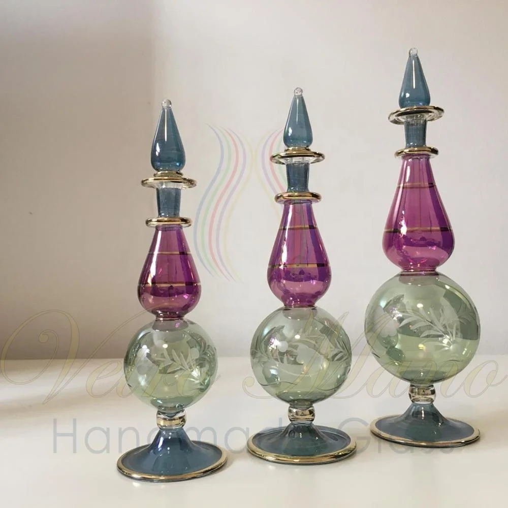 
Blown Glass Perfume Bottles - Set of 3 