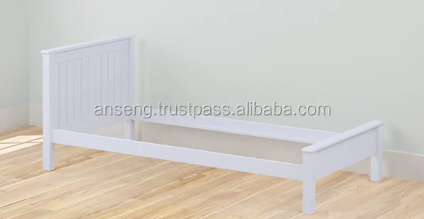 WOODEN SINGLE BED WHITE (EXCL SLATS)