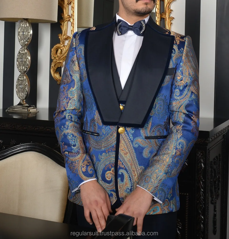 
Custom Made Blue Coat Pant Wedding Men Suit 