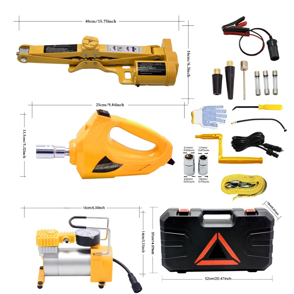 2020 Top sale repair tools 12 volt 2 ton car 2T 35CM electric scissor jack