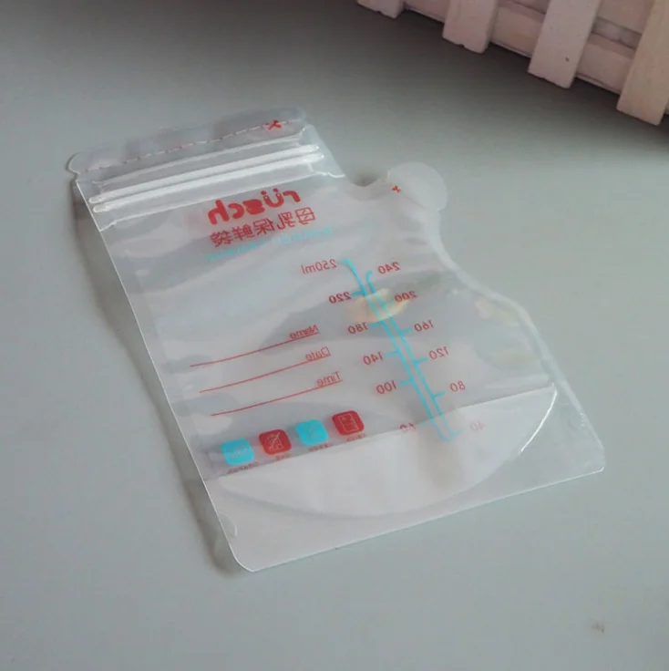 
BPA Free freezer safe zip lock self-standing up breast milk storage bag 