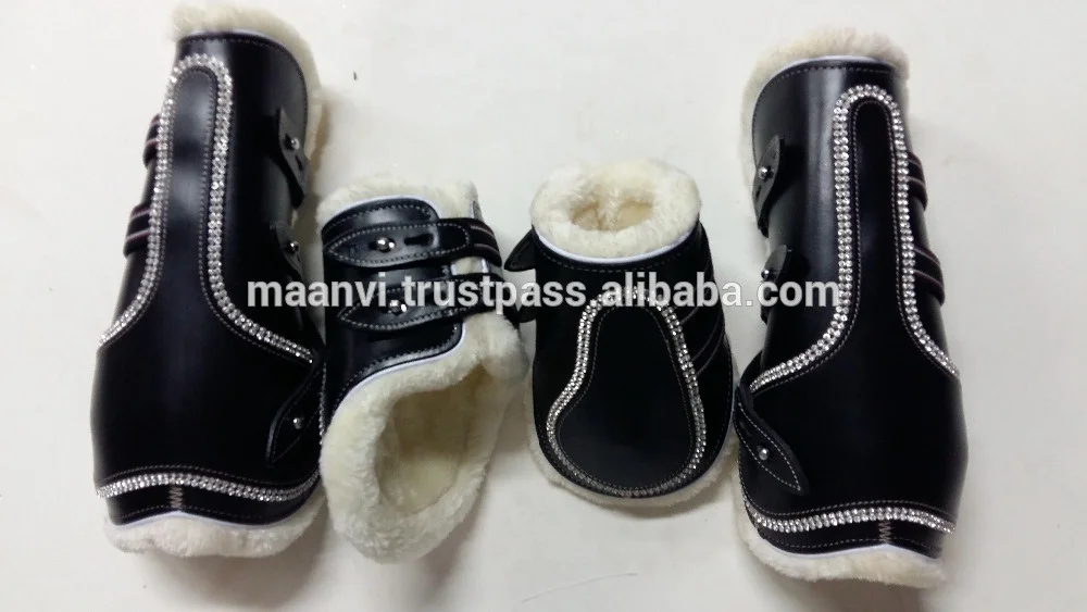 1Set 4pcs Two Front Legs And Two Hind Legs Protection Leather Horse Tendon Boots Adjustable Sizes And Multiple Colors