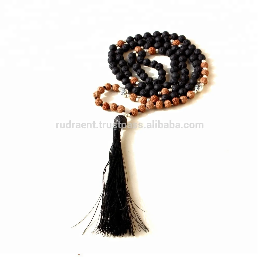 Trending 2024 Wholesale Pricing Prayer Beads Rosary Rudraksha Lava 108 beads Chakra Energy Yoga Mala Necklace