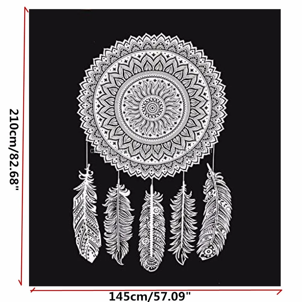 Mandala Tapestry Dream Catcher Black And White Ombre Cotton Bohemian Hippie Wall Hanging Art Bedspread Bedding Tapestries Ethnic