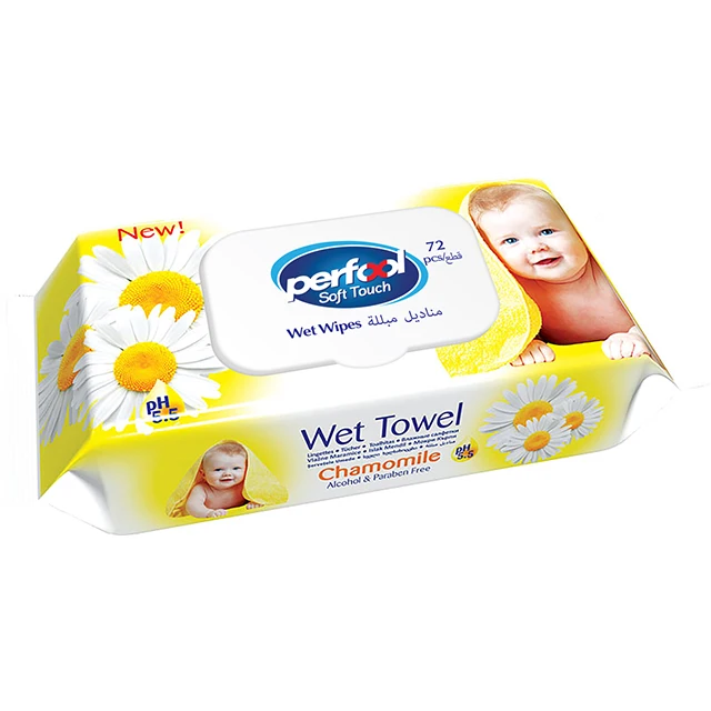 Perfool animals, chamomile,aloe vera wet wipes 72 pcs