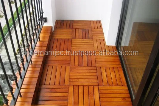 Interlocking Wooden Deck Tiles/Floor Tiles DIY Easy Fit Balcony Patio Garden