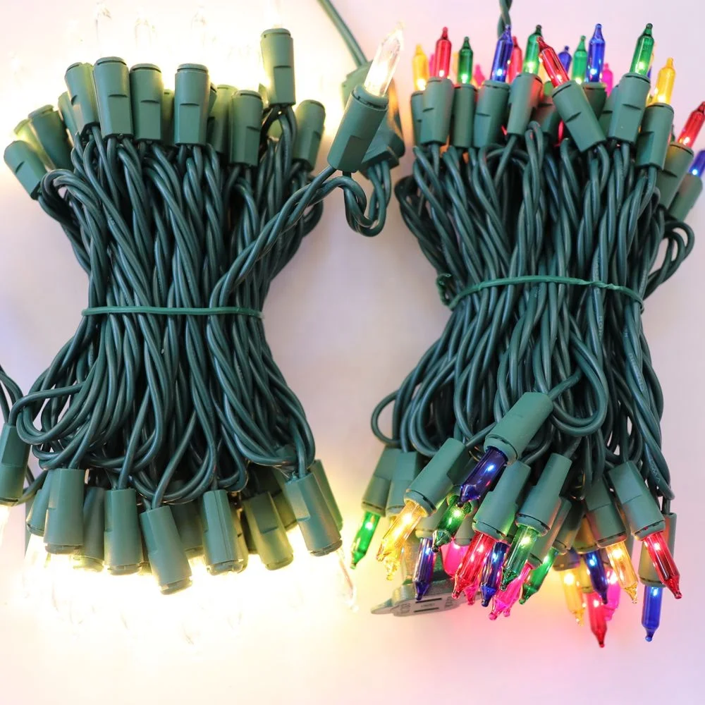
50 Lights led Christmas lighting string for holiday decoration, Warm White, Green Wire,6 inch spacing 