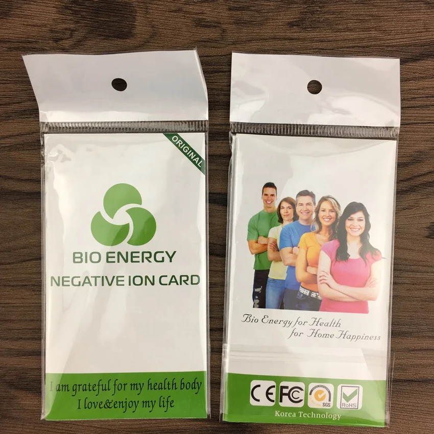 quantum energy card for health care bio energy card 3500ion negative ion power chip 85*54mm with manual and bag customized logo