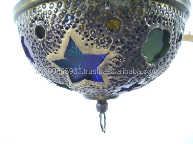 BR205 Moroccan Style Stained Glass Hanging Pendant Lighting / Lantern