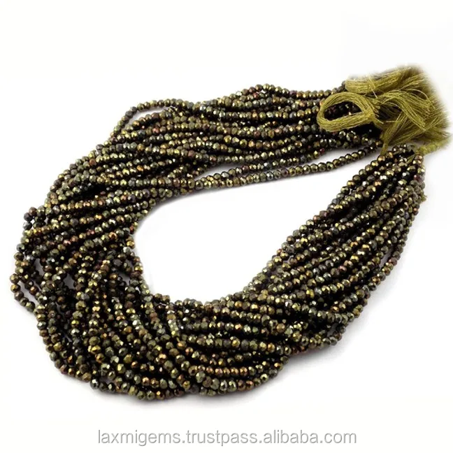 Wholesale Natural Faceted 3-3.5 mm Pyrite Round Loose Gemstone Beads Supplier