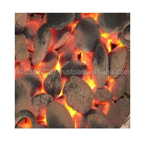 Galuku Coconut Shell Charcoal BBQ Briquettes 8 - 10 % Max 4+hours 70% Min 0.8 - 1.1g/cm3 Gbb2kg LK 50mm Dia. X 40mm High