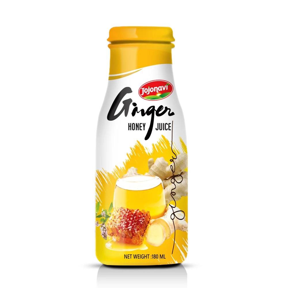 Ginger Juice with Honey, 180ml Glass Bottle, JOJONAVI Fruit Juice Factory