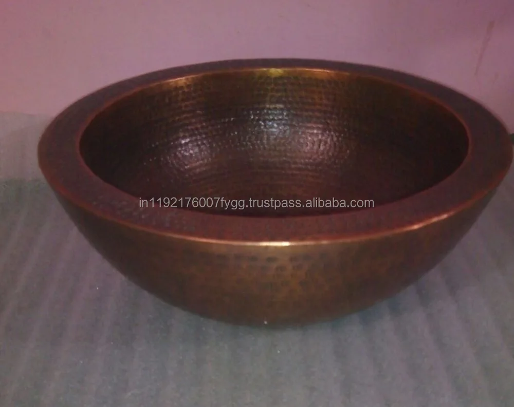 Double walled Copper Sinks for Bathroom Classic Stylish Handmade Copper Kitchen Double Wall Sink at cheap Price