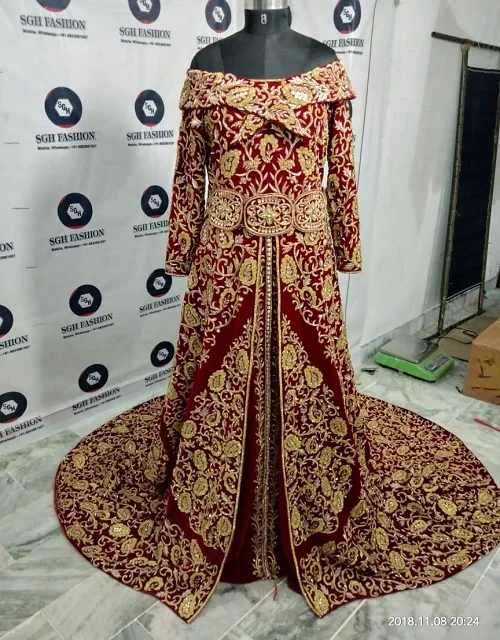 
Moroccan kaftan beaded fabric 