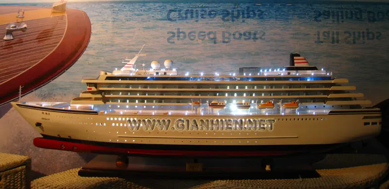 ASUKA II WITH LIGHTS XL WOODEN OCEAN LINER - WOODEN MODEL SHIPS
