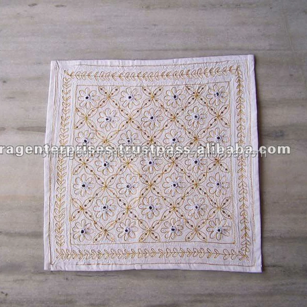 Cotton Handmade Suzani Pillowcase with Zipper Decorative Boho Hippie Cushion Cover 16X16inch Cushion