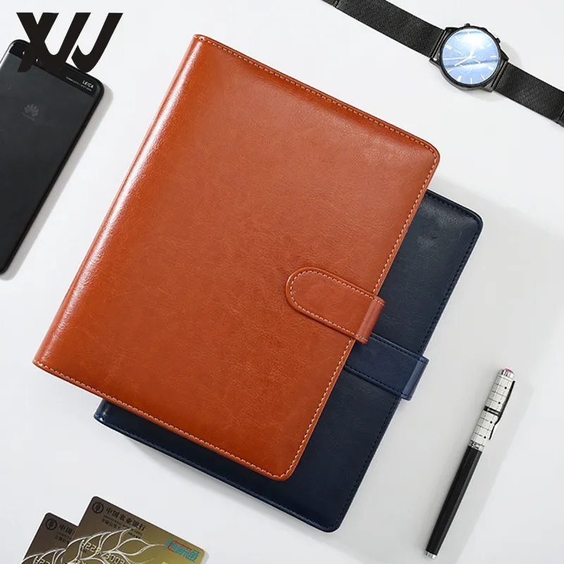 A5 Customized logo notebook PU leather notepad hard cover with magnetic snap and pen loop