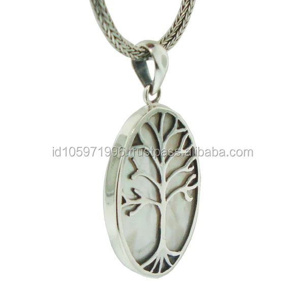 
Bali Silver Tree of Life Pendant with Mother of Pearl 