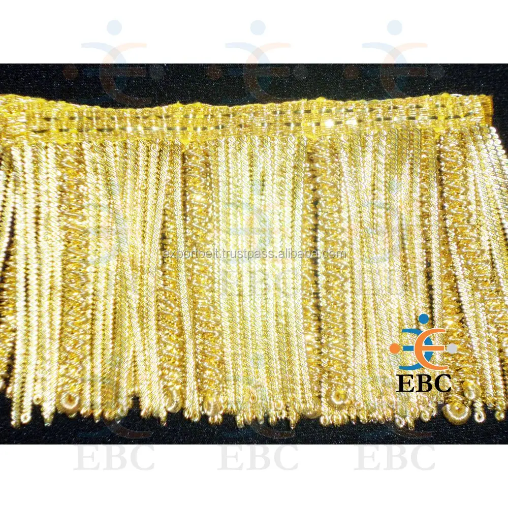 OEM Gold Bullion Fringe Customized Gold Bullion Wire Fringe Trim Wholesale Metallic Bullion Fringe