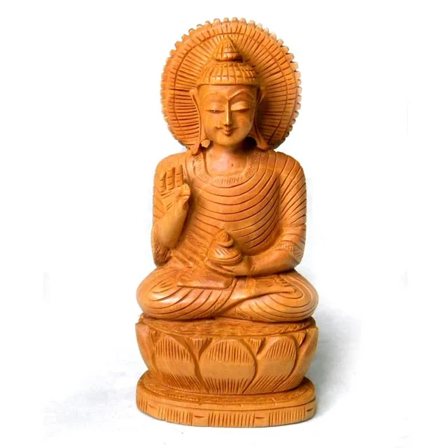 Заводская распродажа индийская деревянная Статуэтка Будды ручной работы мелкая резьба статуя идола скульптура Гаутам лорд Будда