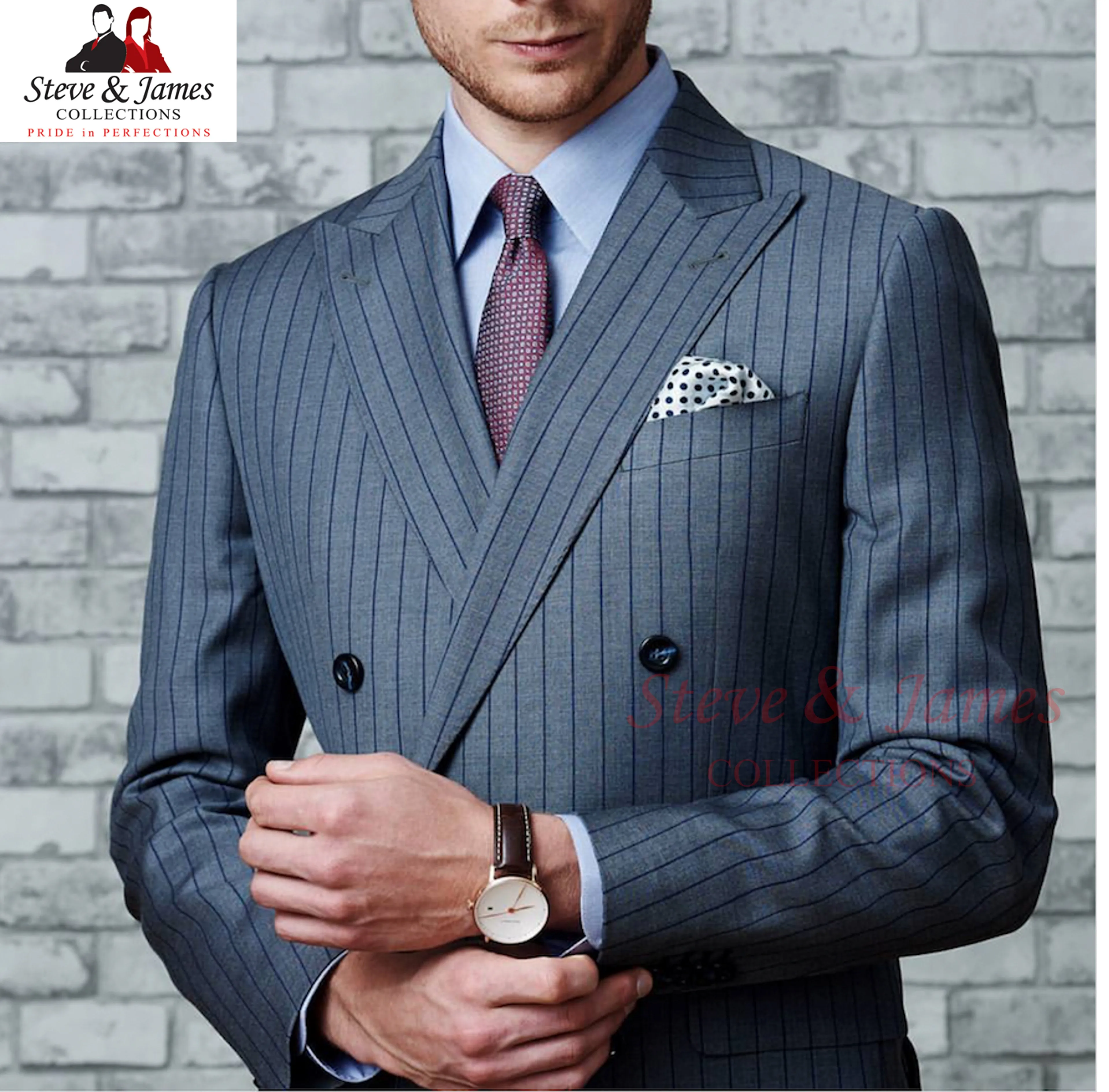Best Quality Wool Silk Hand Made Business Tailor Suits from Steve & James