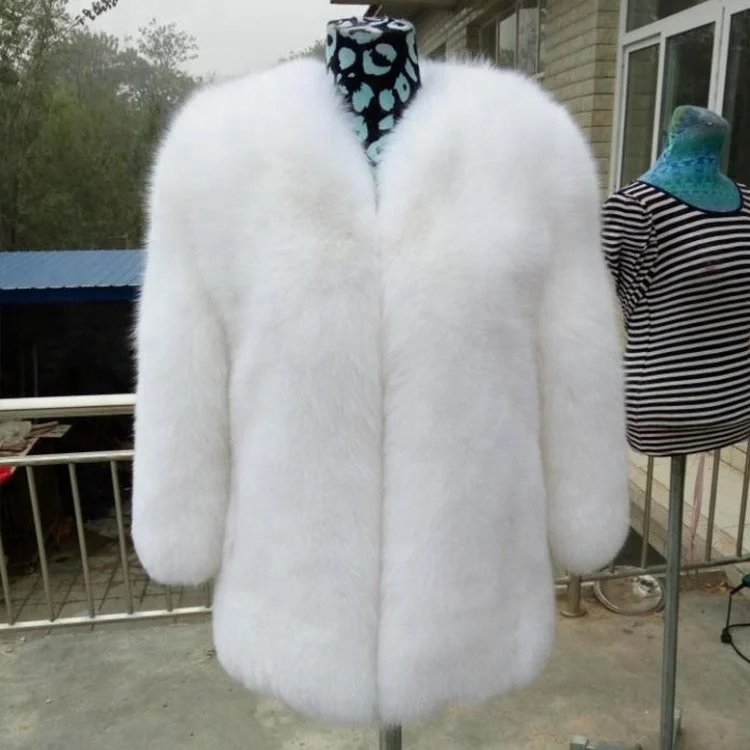 Женские зимние пальто с мехом лисы, белый короткий мех лисы парка