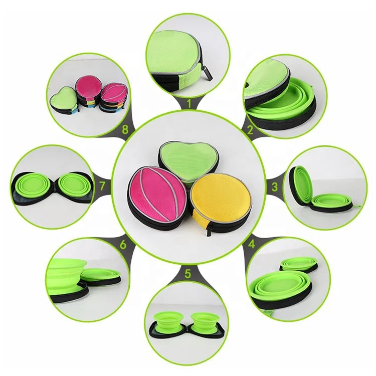 Silicone Pet Dog Bowl Collapsible Portable Dog Cat Feeder and Drinking Bowl