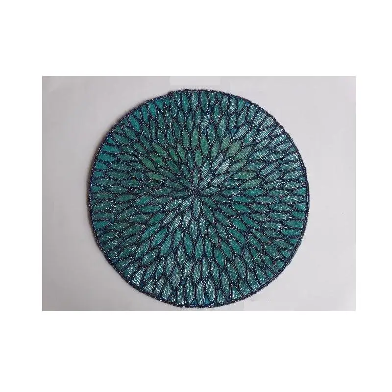Round Glass Bead Table Mat with Sun Flower Leaf Style Other Colors Also Available Place Mat