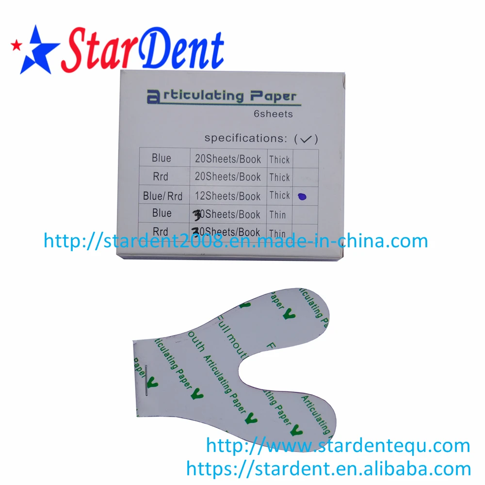Стоматологическая Сочлененная бумага стоматологический материал гидрофильный утолщенный красный/синий тип лошади