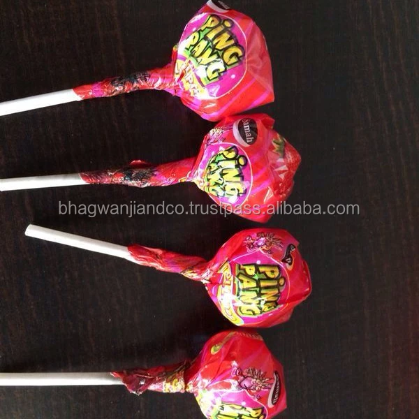 Hot Sell 25g Big Bom Twisted Lollipop with Bubble Gum