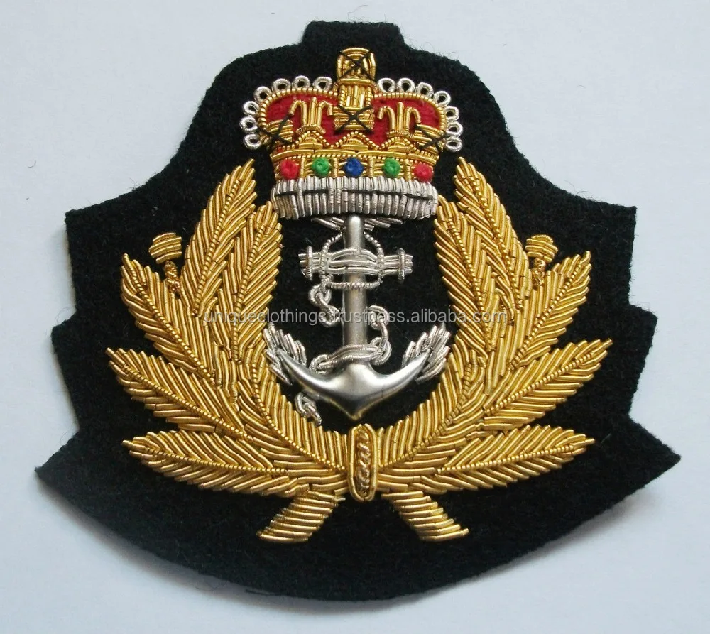 
Royal Navy Blazer Badges, Hand Embroidered Bullion Wire badgesAND EMBROIDERED BULLION BLAZER BADGE 